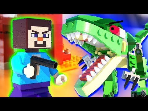 Lego meets Minecraft 10 - T-Rex ATTACK!!! (Minecraft Animation)