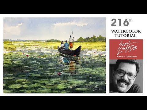 how to draw a watercolor landscape painting | rural scene | village scene | Sunil Linus De
