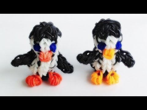 Rainbow Loom 3D Penguin Charm (DIY Mommy, How to make with loom + bands, 3D animals)