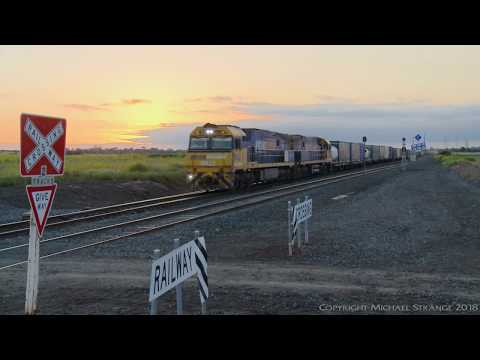 Pacific National PM5 Container Train At Level Crossing - PoathTV Australian Trains & Railways