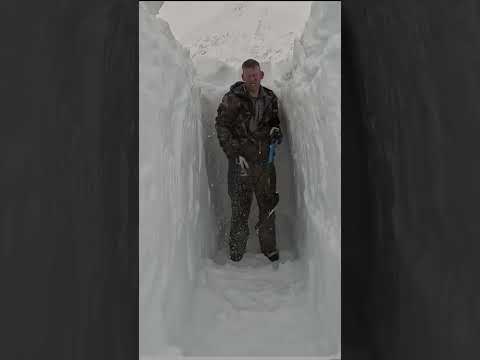Dugout Shelter Under 10ft (3m) of Snow - Solo Camping in Survival Shelter During Snow Storm - PART 2
