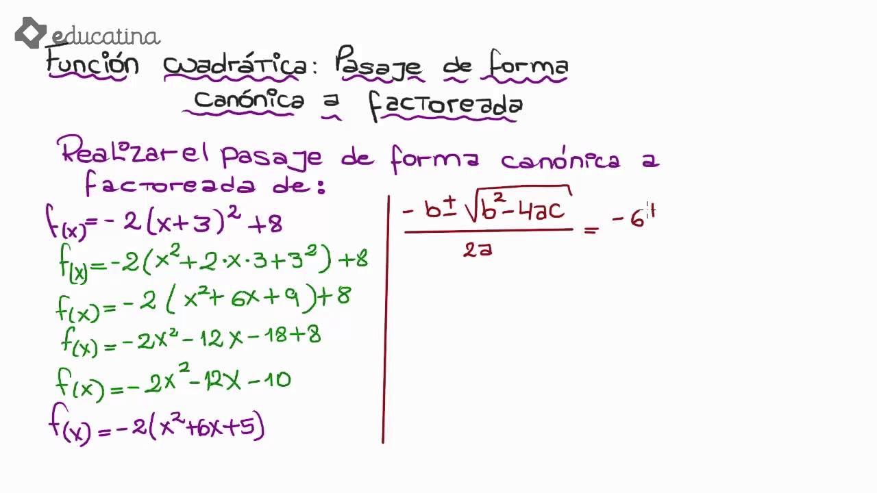 Educatina Pasaje De Forma Canonica A Factorizada