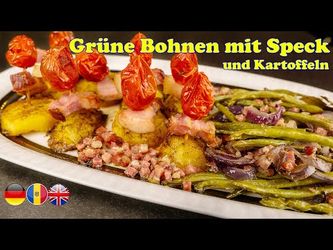 Grüne Bohnen mit Speck, Zwiebeln und Kartoffeln Rezept, einfach und lecker!