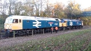 preview picture of video 'UK: Battlefield Railway, large logo Class 47s 47640 & 47635 at Shenton on arrival from Shackerstone'