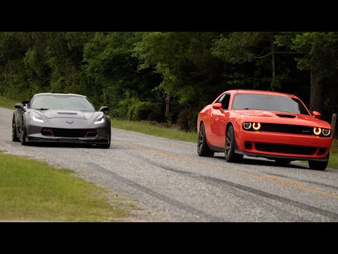 HELL CAT VS CAMMED C7 GRAND SPORT ROLL RACE FROM 45MPH
