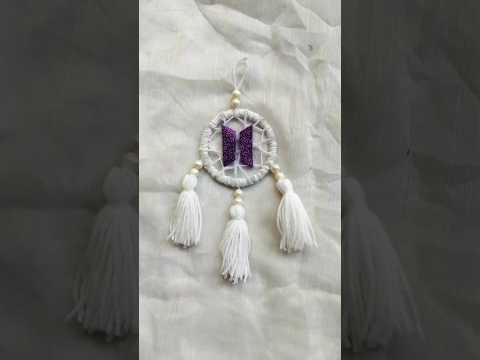 DIY BTS Dream catcher 💜🪐#shorts #youtubeshorts   #btscraft #diy #dreamcatcher
