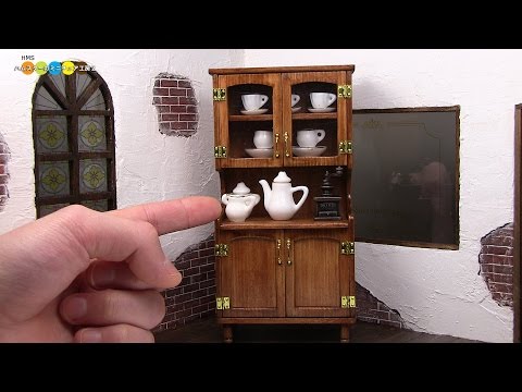 DIY Dollhouse items - Miniature Cupboard　ミニチュアカップボード作り Video