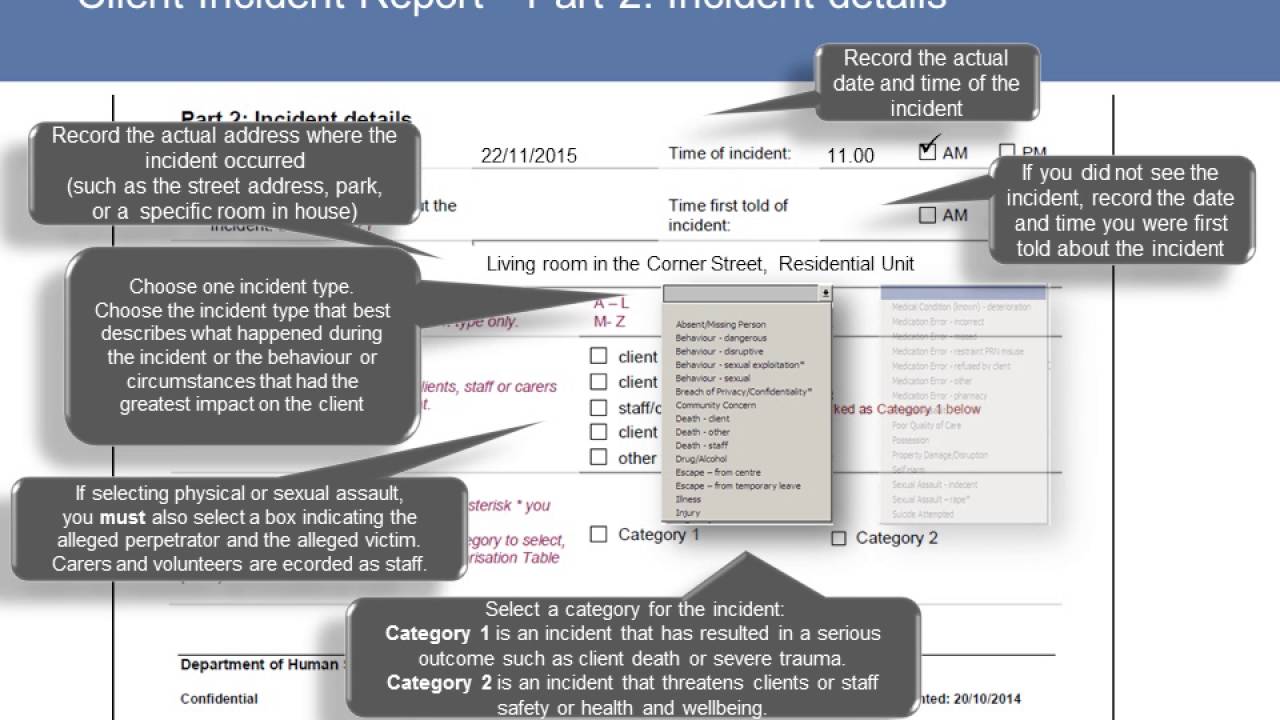 Module 3 Completing a Client Incident Report form