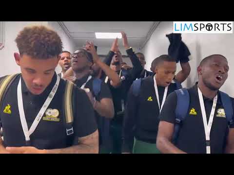 Bafana Bafana players sing ahead of the International Friendly match against Ivory Coast.