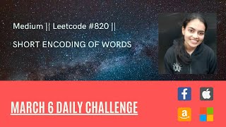 YouTube video 'Leetcode 820. Short Encoding of Words || code + explanation with example'