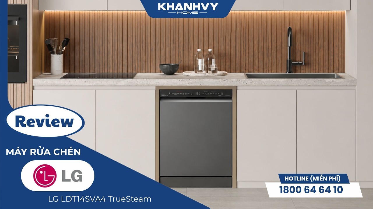 Máy rửa chén LG LDT14SVA4 TrueSteam™ màu bạc ghi sáng