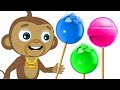Funny Monkey Eating Lollipops Learn Colors For Children By HooplaKidz