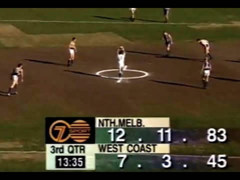 1995 Semi Final: North Melbourne v West Coast. 3rd+4th quarter highlights. AFL Football.