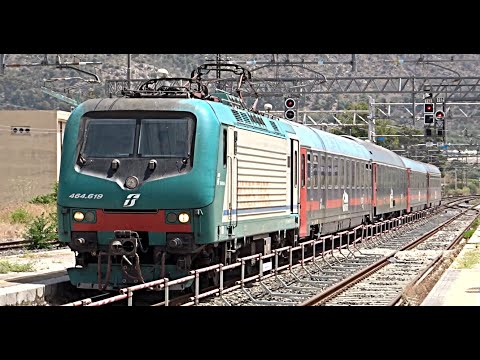 [HD - Treni] TRANSITO LENTO E STROMBAZZATA E464.619+Treno Intercity Notte 1961 Trenitalia a Bagheria
