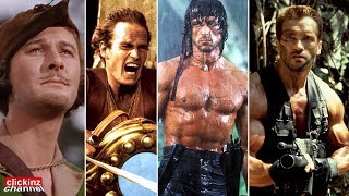 Top 20 action stars of all time: Errol Flynn Arnold Schwarzenegger Stallone Bruce Willis Lee Gibson