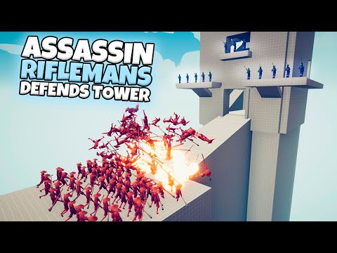 ASSASSIN RIFLEMANS DEFENDS TOWER VS EVERY FACTION (CUSTOM) | TABS MODDED GAMEPLAY