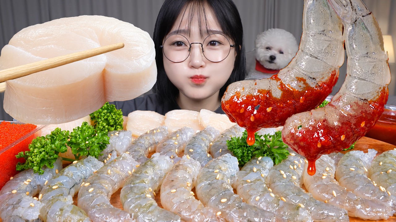 탱글쫀득 식감 제대로😋생새우와 키조개 관자 먹방! Raw Shrimp & Pen Shell Scallops Mukbang ASMR