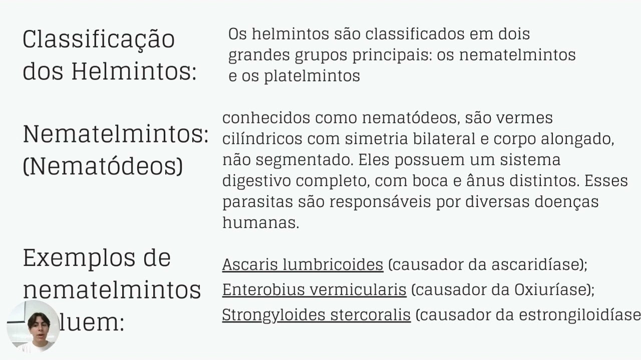 Um pouco mais sobre Helmintos, nematodeos e parasitas