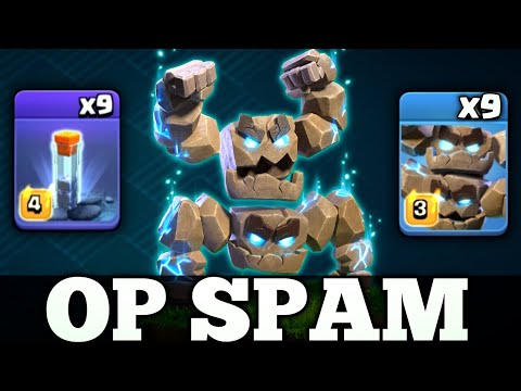 Easy Spam strategy with x9 Meter Golem + x9 Totam Spell attack are Easy To Use | it's very Strong