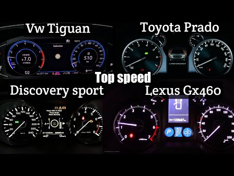 Toyota Prado Vs Lexus Gx 460 Vs Discovery sport Vs Volkswagen Tiguan Top speed comparison / 0-190