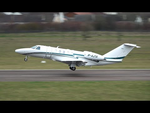 Cessna Citation CJ4 start up and taking off at Nancy Essey airport LFSN