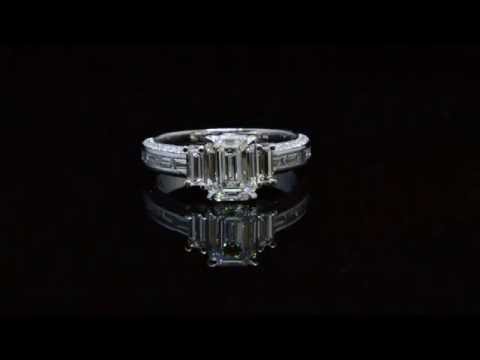 2 70 Ct  Emerald Cut Three Stone Diamond Ring by King of Jewelry #21960