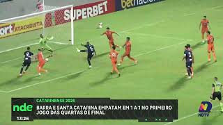 Santa Catarina mantém invencibilidade em empate com o Barra em Itajaí