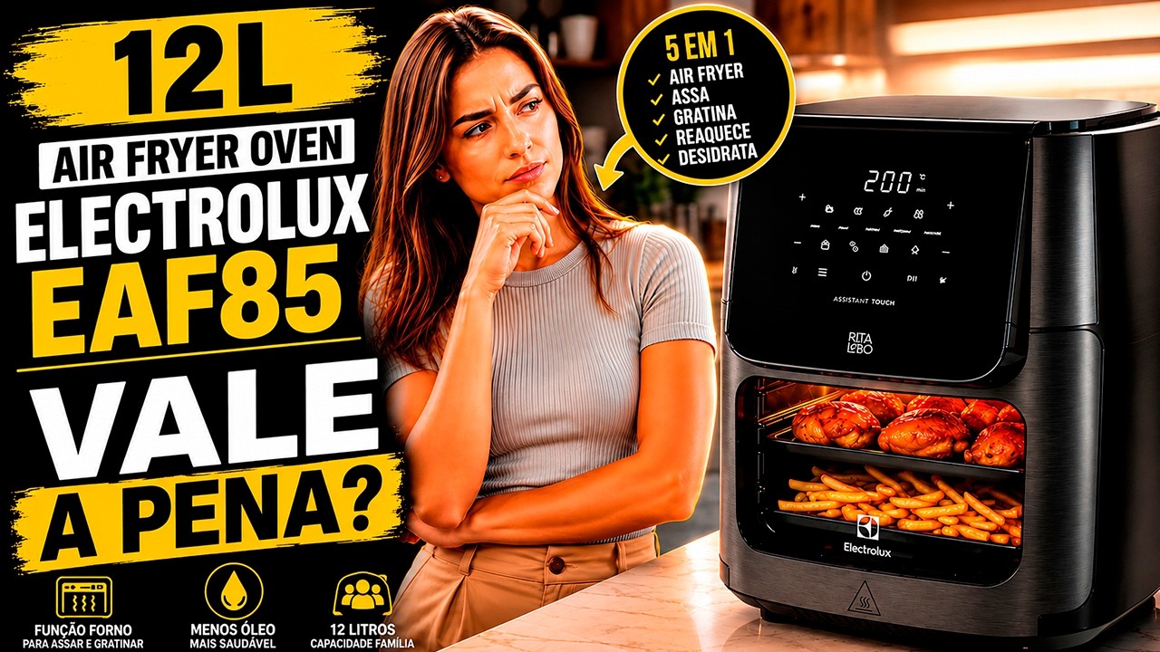 Miniatura da avaliação em vídeo de Fritadeira Elétrica sem Óleo Electrolux EAF85 12L Grafite