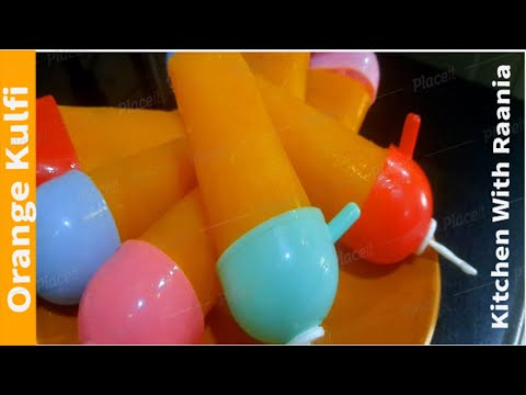Orange Kulfi recipe | اورنج قلفی | Orange Bar Ice-cream Recipe | Kitchen With Raania