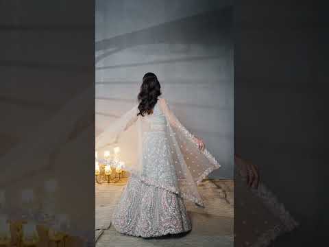 Sea green Net Multi Sequins with heavy Zarkan embroidery Semi-Stitched Lehenga choli & Dupatta