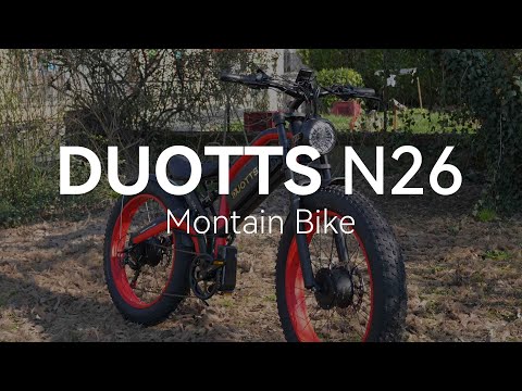 Elektrinis dviratis Duotts N26, 26", 1500W, 20Ah SAMSUNG, juodas/raudonas video