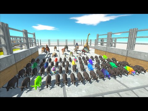 DINOSAURS CHASE SPEED RACE TO EAT A COLOR BUFFALO - Animal Revolt Battle Simulator