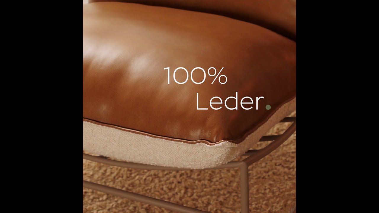 Sessel Maceo Leder/ Bouclé cognac/ beige