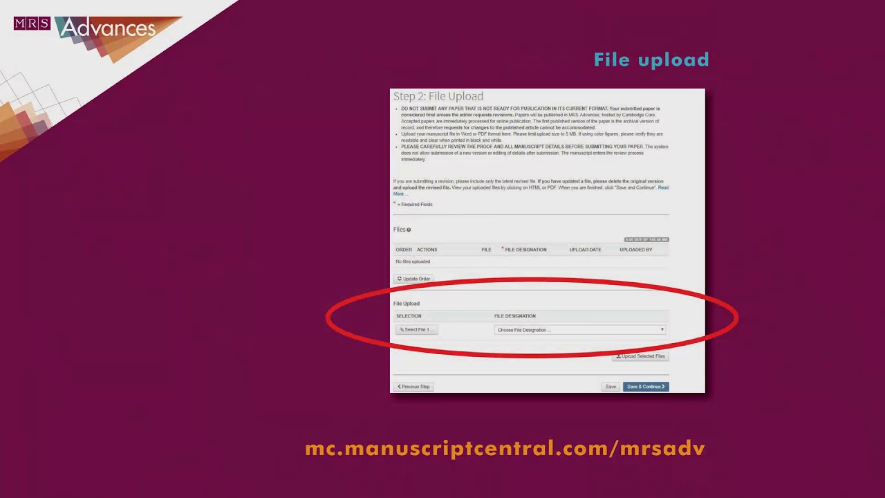 MRS Advances Author Manuscript Submission Instructions