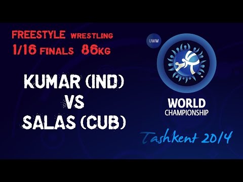 1/16 Finals - Freestyle Wrestling 86 kg - N KUMAR (IND) vs R SALAS (CUB) - Tashkent 2014