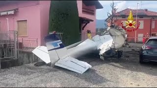 Ultraleggero si schianta a Valbrembo: il video dell'aereo distrutto tra le case
