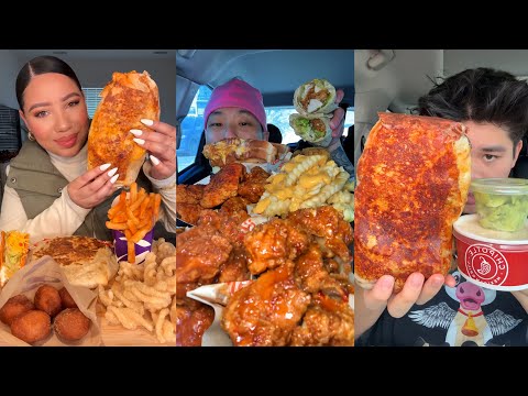 TIKTOK Mukbang Compilation | Taco Bell, Wingstop, Raising Cane&rsquo;s, Chipotle & More! 🌮🍗🔥🌯