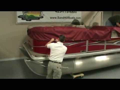 How to install the mooring cover on a pontoon boat presented by: SandHill Boat Company in Dayton TN