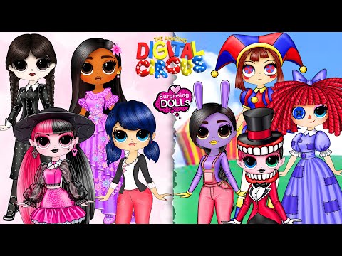Marinette, Draculaura, Isabela, Elsa cosplay The Amazing Digital Circus | SurprisingDolls Paper DIY