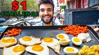 LIVING on $1 BREAKFAST MEALS in NYC for 24 HOURS!