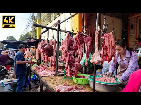 Real Life in Cambodia  Local Food Stalls & Traditional Market Food