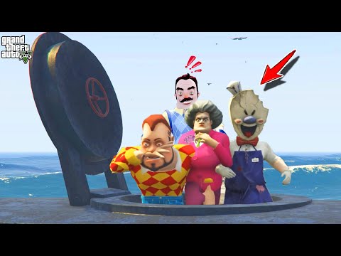 GİZEMLİ DENİZALTI BULDUK 😱 GTA 5 Dark Riddle - Scary Teacher - Ice Scream 7