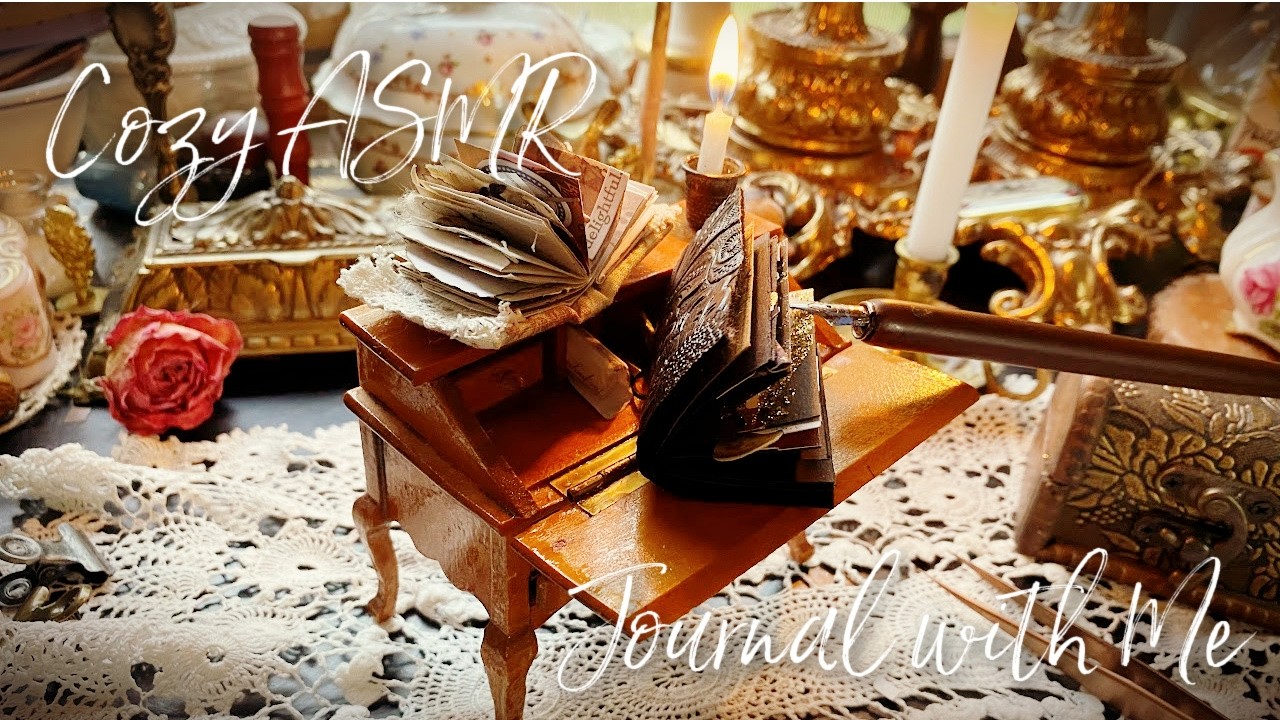 Tiny Vintage Art Diary 🤏 🕯️ Dark Academia Journal with Me | ASMR No Talking