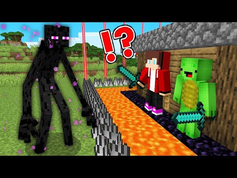 Enderman Mutant vs Mikey and JJ Security House - Funny Story in Minecraft (Mazien Mizen Maizen)