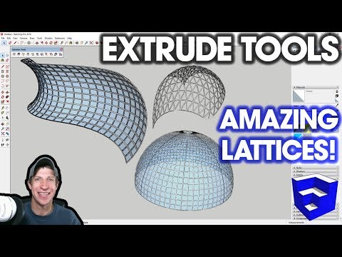 SKETCHUP EXTRUDE TOOLS TUTORIALS (EP2) - Extrude Edges by Rails to Lattice - EASY GLASS ASSEMBLIES