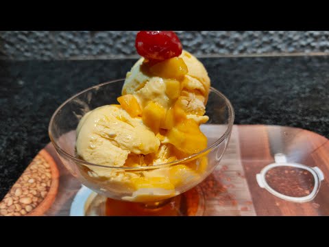 Mango ice cream , very creamy without whipped cream / fresh cream / milkmaid / milk powder,  simple