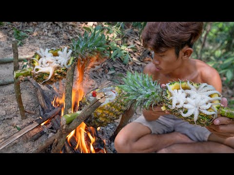 Awesome! Cooking Octopus in Pineapple​ recipe Eating Delicious
