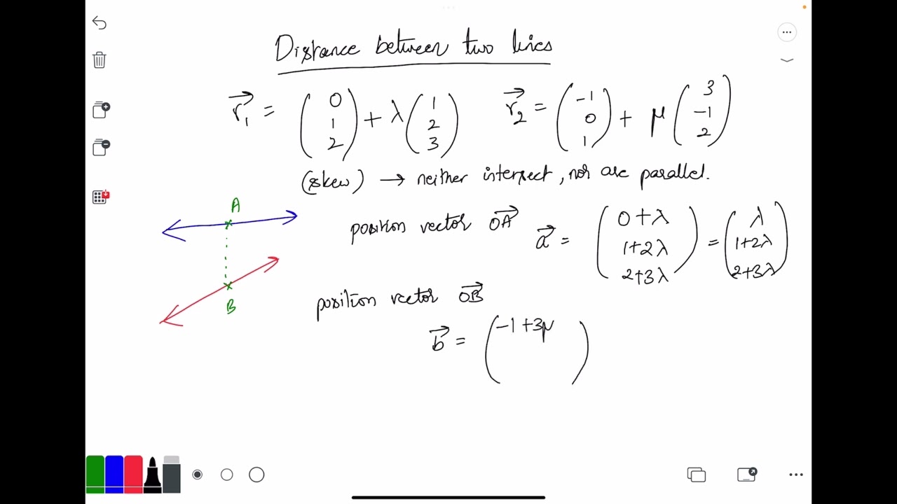 Vectors Distance Two Lines