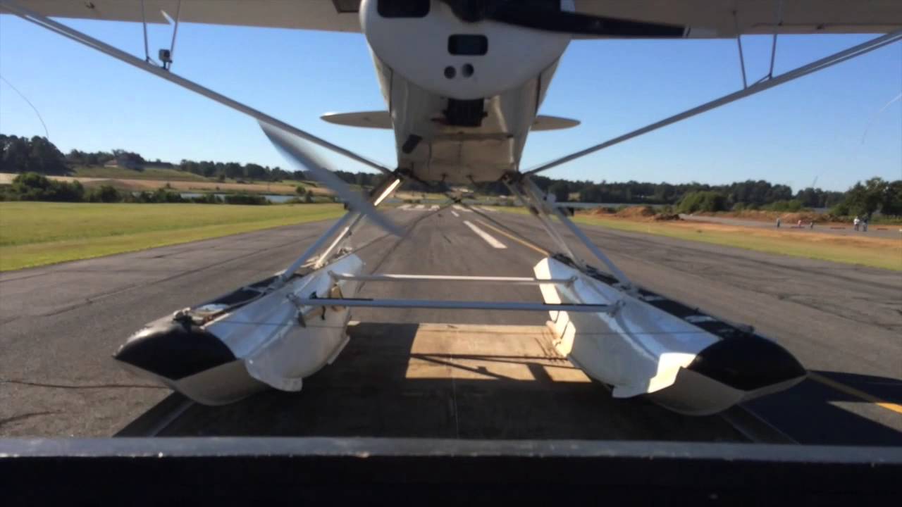 Cubs Floats and Fun Super Cub N4068A Float Plane trailer takeoff! Call 318-880-7787 for more info!