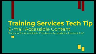 Creating accessible E-mails - Running the Accessibility Checker or Acc
